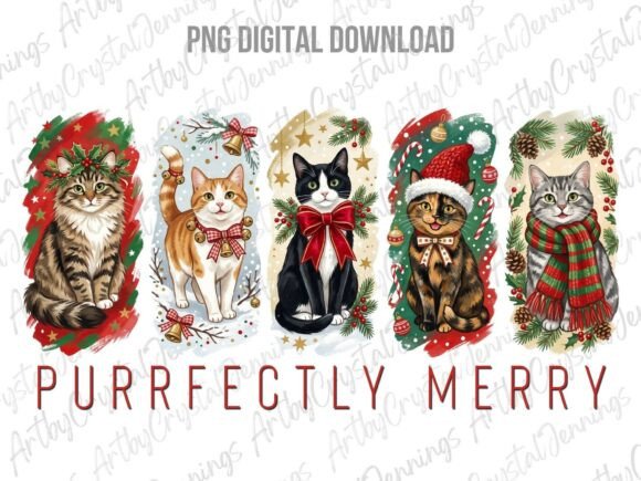Download Purrfectly Merry Christmas Cats PNG - Christmas cats Collection