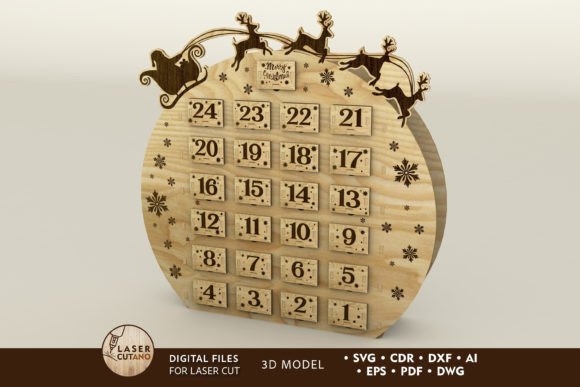 Download DECORATIVE ADVENT CALENDAR, Wood Cut - Premium Resources