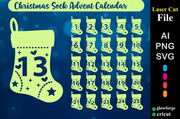 Download Christmas Sock Advent Countdown SVG - Premium Resources