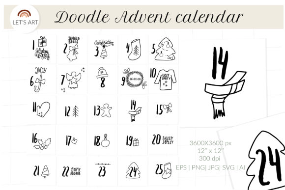 Download Doodle Advent Calendar Svg. Xmas Doodle - Premium Resources